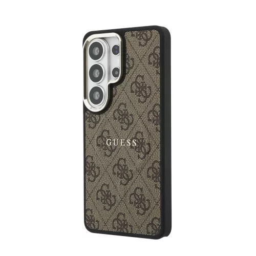 Guess PU Leather 4G Gold Frame Samsung Galaxy S26 Ultra mágneses tok, barna