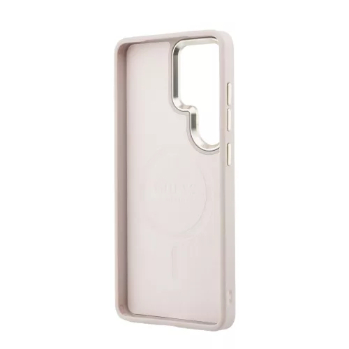 Guess PU Leather 4G Gold Frame Samsung Galaxy S26 Ultra mágneses tok, rózsaszín