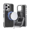 Samsung Galaxy S26 műanyag tok, MagSafe, carbon minta, merevített sarok, fekete