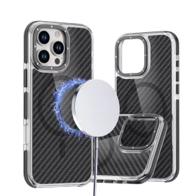   Samsung Galaxy S26 műanyag tok, MagSafe, carbon minta, merevített sarok, fekete