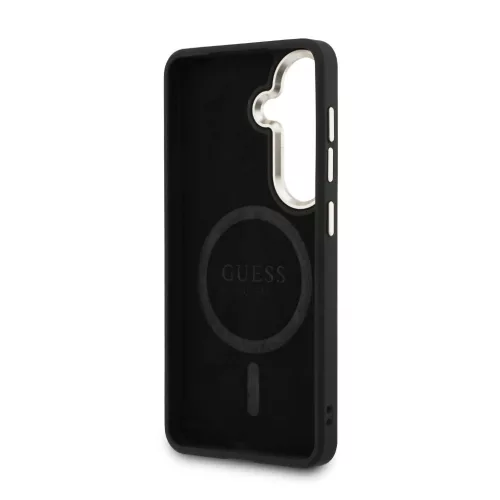 Guess PU Leather 4G Gold Frame Samsung Galaxy S26 mágneses tok, fekete
