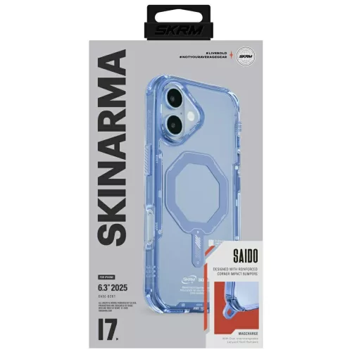 Skinarma Saido Apple iPhone 17 mágneses tok, Magsafe kompatibilis, kék