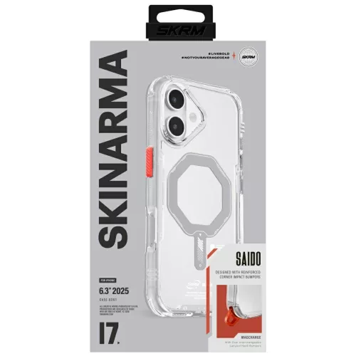 Skinarma Saido Apple iPhone 17 mágneses tok, Magsafe kompatibilis, átlátszó