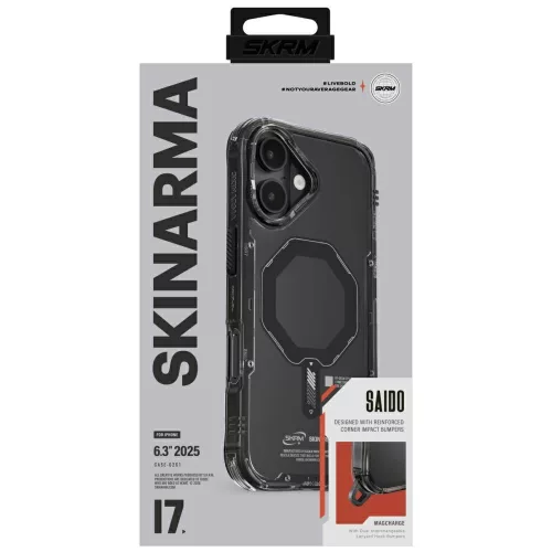Skinarma Saido Apple iPhone 17 mágneses tok, Magsafe kompatibilis, fekete