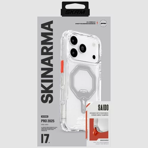 Skinarma Saido Apple iPhone 17 Pro mágneses tok, Magsafe kompatibilis, átlátszó