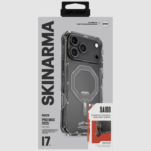 Skinarma Saido Apple iPhone 17 Pro Max mágneses tok, Magsafe kompatibilis, szürke