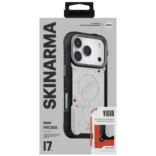 Skinarma Vigor Apple iPhone 17 Pro mágneses tok, Magsafe kompatibilis, világos szürke