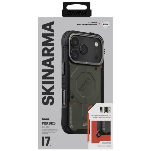 Skinarma Vigor Apple iPhone 17 Pro mágneses tok, Magsafe kompatibilis, zöld