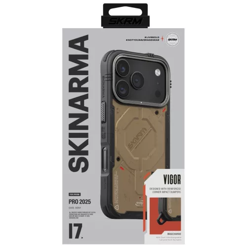 Skinarma Vigor Apple iPhone 17 Pro Max mágneses tok, Magsafe kompatibilis, barna
