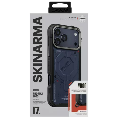 Skinarma Vigor Apple iPhone 17 Pro mágneses tok, Magsafe kompatibilis, kék