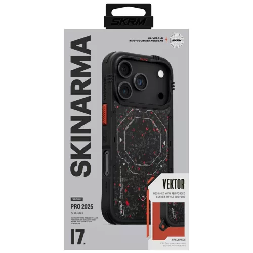 Skinarma Vektor Apple iPhone 17 Pro mágneses tok, Magsafe kompatibilis, fekete-piros