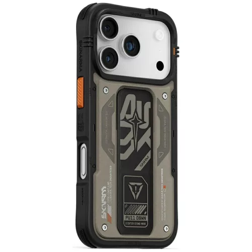Skinarma Aegis Apple iPhone 17 Pro Max mágneses tok kitámasztóval, Magsafe kompatibilis, szürke