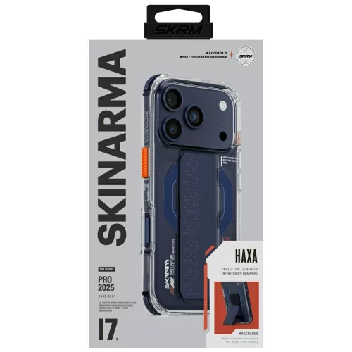 Skinarma Haxa Apple iPhone 17 Pro Max mágneses tok kitámasztóval, Magsafe kompatibilis, kék