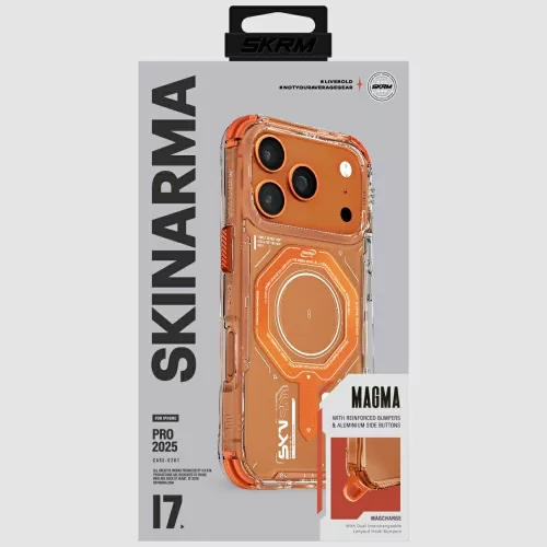 Skinarma Magma Apple iPhone 17 Pro mágneses tok, Magsafe kompatibilis, narancs