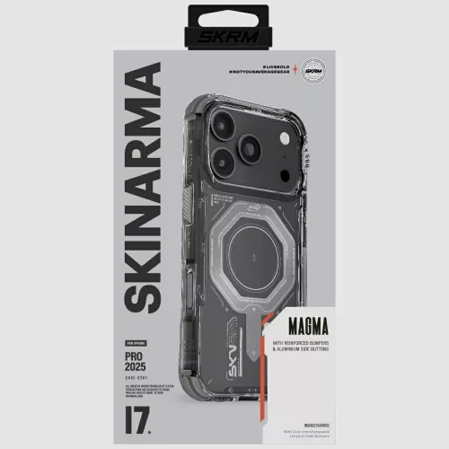 Skinarma Magma Apple iPhone 17 Pro Max mágneses tok, Magsafe kompatibilis, szürke