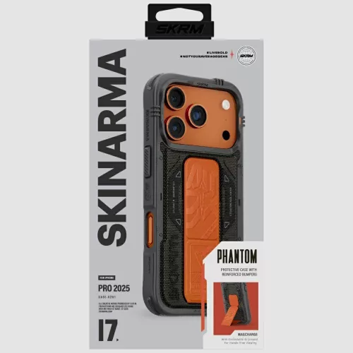 Skinarma Phantom Apple iPhone 17 Pro Max mágneses tok kitámasztóval, Magsafe kompatibilis, olive