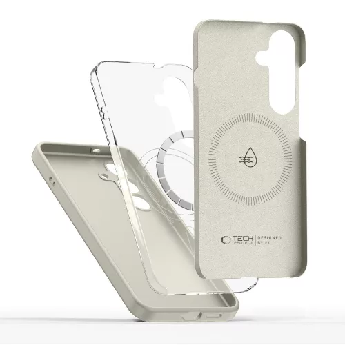 Tech-Protect Silicone Samsung Galaxy S26 Ultra szilikon tok, MagSafe, elefántcsont (szürke)