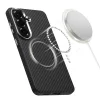 Tech-Protect Ion Carbon Samsung Galaxy S26 hátlap tok, MagSafe, fekete-ezüst