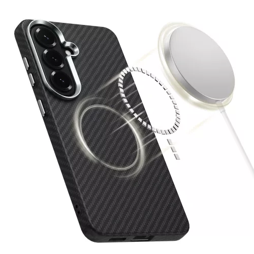 Tech-Protect Ion Carbon Samsung Galaxy S26 hátlap tok, MagSafe, fekete-ezüst