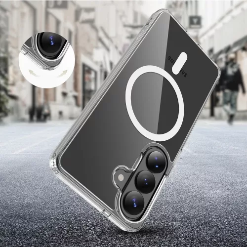 Tech-Protect Flexair Hybrid Samsung Galaxy S26 Plus hátlap tok, megerősített sarok, MagSafe, átlátszó-fehér