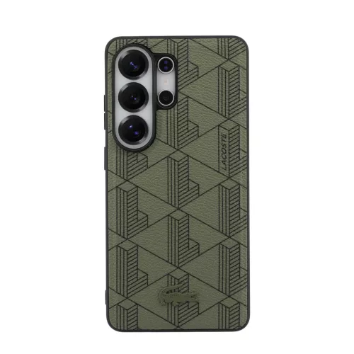 Lacoste PVC Blend Monogram Magnetic Samsung Galaxy S26 Ultra hátlap tok, MagSafe, khaki