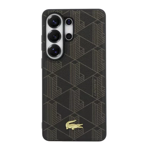 Lacoste PVC Blend Monogram Gold Logo Magnetic Samsung Galaxy S26 Ultra hátlap tok, MagSafe, barna
