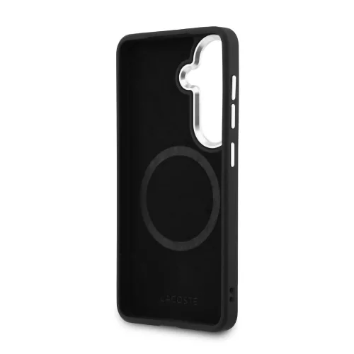 Lacoste Petit Pique Metal Logo Magnetic Samsung Galaxy S26 hátlap tok, MagSafe, fekete