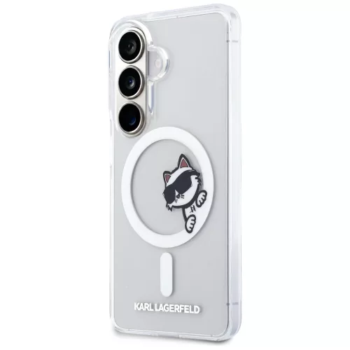 Karl Lagerfeld IML Choupette Peekaboo Logo Samsung Galaxy S26 mágneses tok, átlátszó