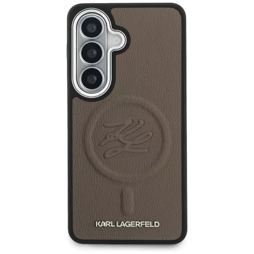 Karl Lagerfeld Embossed Ring Initials Samsung Galaxy S26 mágneses tok, MagSafe, barna