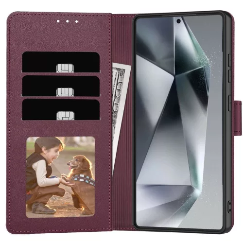 Tech-Protect Wallet Samsung Galaxy S26 flip / kinyitható tok kártyatartóval, bordó