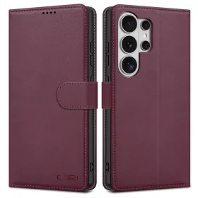   Tech-Protect Wallet Samsung Galaxy S26 Ultra flip / kinyitható tok kártyatartóval, bordó