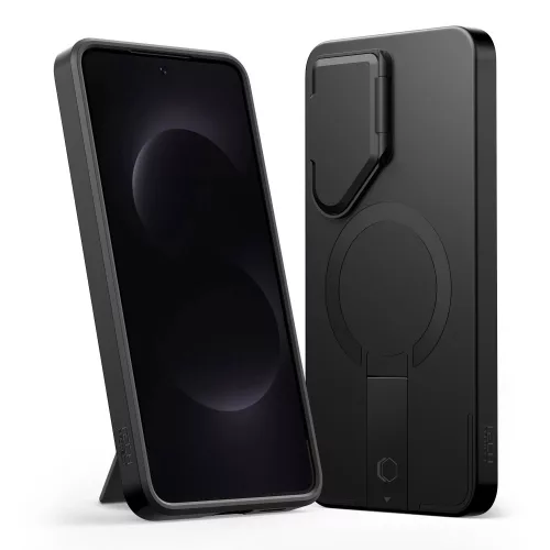 Tech-Protect Kevlar Aura Samsung Galaxy S26 tok kameravédelemmel, kitámasztóval, fekete-narancs