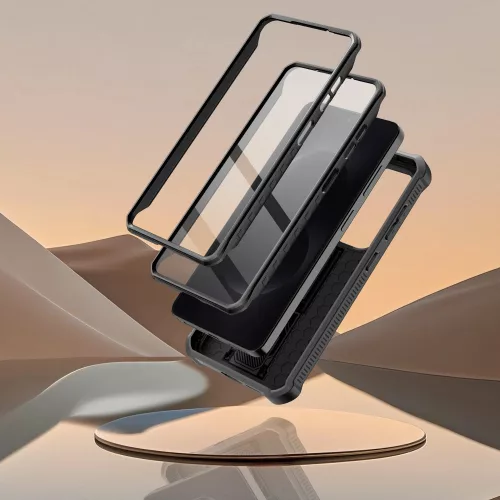 Tech-Protect Kevlar Cam+ Samsung Galaxy S26 tok kameravédelemmel, kitámasztóval, megerősített sarokkal, fekete