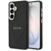 Guess Saffiano Peony Embossed Ring Samsung Galaxy S26 mágneses tok, MagSafe, fekete