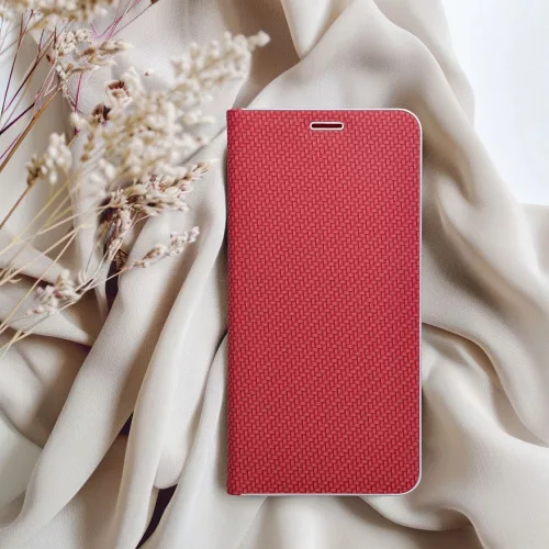 Luna Book Carbon Xiaomi Redmi Note 15 / Poco M8 5G flip tok kártyatartóval, piros