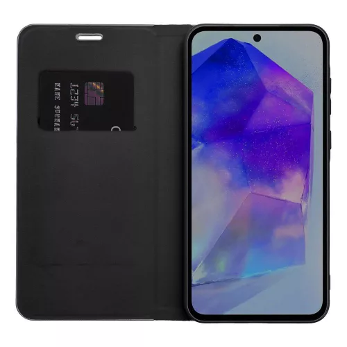 Luna Book Carbon Xiaomi Redmi Note 15 / Poco M8 5G flip tok kártyatartóval, fekete