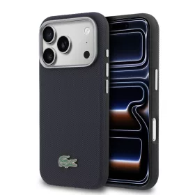   Lacoste PVC Petit Pique Semi Wrap Apple iPhone 17 Pro tok, MagSafe, kék-fekete