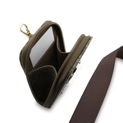 Guess Crossbody Strap PU 4G Metal Logo vállpánt / univerzális pánt pénztárcával, telefonra rögzíthető, barna