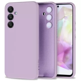   Tech-Protect Icon Samsung Galaxy S25 FE szilikon tok mikroszálas béléssel, márvány minta, lila