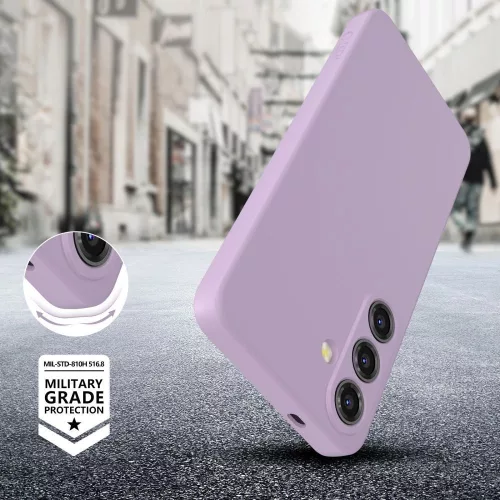 Tech-Protect Icon Samsung Galaxy S25 FE szilikon tok mikroszálas béléssel, márvány minta, lila