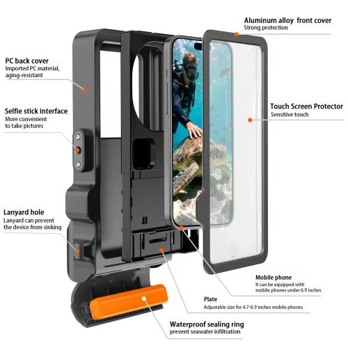 Tech-Protect IPX8 Pro univerzális vízálló telefon tok, fekete-szürke