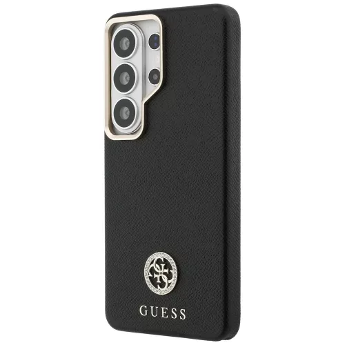 Guess Rhinestone Round Logo Samsung Galaxy S26 Ultra mágneses tok, MagSafe, fekete