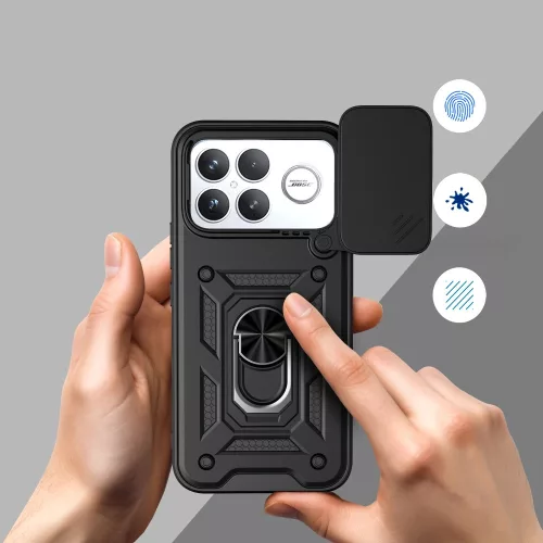 Tech-Protect Camshield Pro Xiaomi Poco F8 Ultra strapabíró tok kameravédelemmel, kitámasztóval, fekete