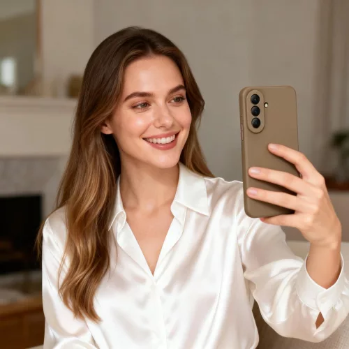 Tech-Protect Icon Samsung Galaxy A37 szilikon tok mikroszálas béléssel, barna
