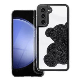 Teddy Bear Samsung Galaxy A37 csillogó köves tok, fekete