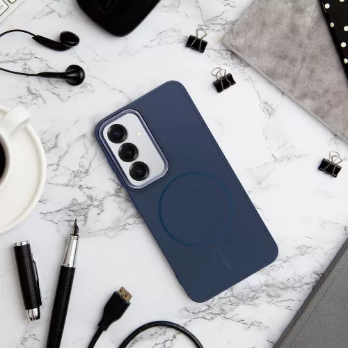 Frame Mag Samsung Galaxy A37 hátlap tok kameravédő peremmel, MagSafe, kék