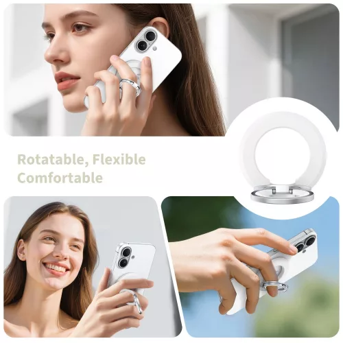 Tech-Protect MMR500 mágneses telefon tartó gyűrű, MagSafe, fehér-ezüst