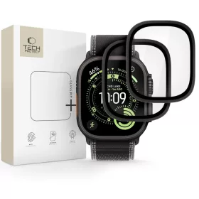   Tech-Protect Glass Ring Apple Watch Ultra 4 / 3 / 2 / 1 49mm tempered glass kijelzővédő fólia csomag, fekete (2db)