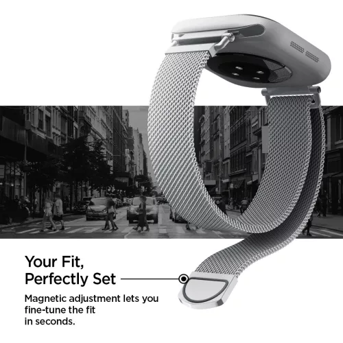 Spigen WBM4 Apple Watch 11 / 10 / 9 / 8 / SE (40 / 41 / 42mm), szíj, ezüst