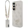 Guess 4G Big Rhinestone Triangle Strap Samsung Galaxy S26 mágneses tok pánttal, MagSafe, rózsaszín
